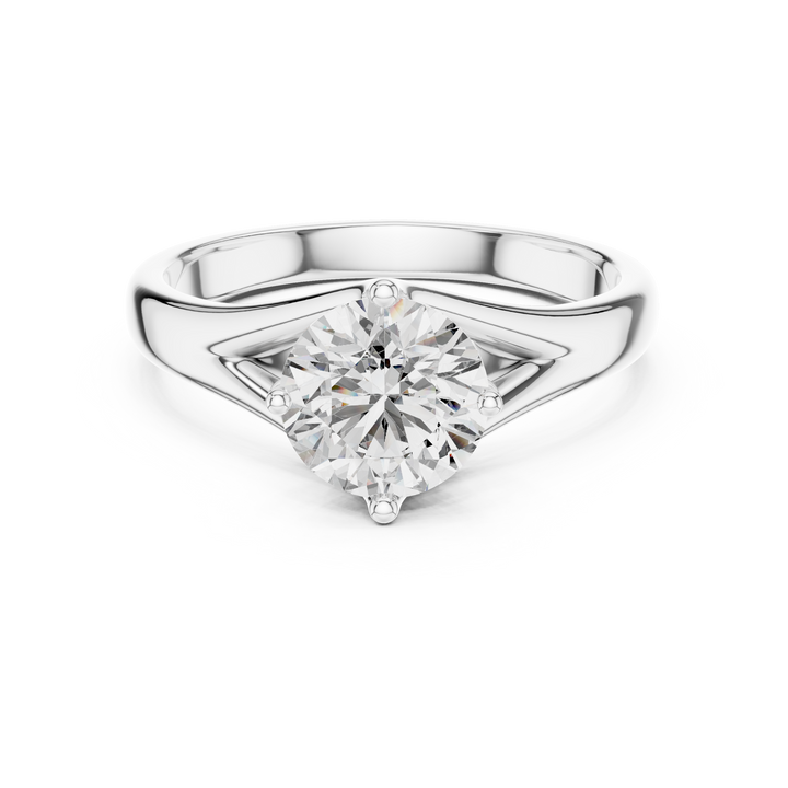 14-Kt White Gold Twisted Shank Solitaire 1-Ct Round Diamond Ring