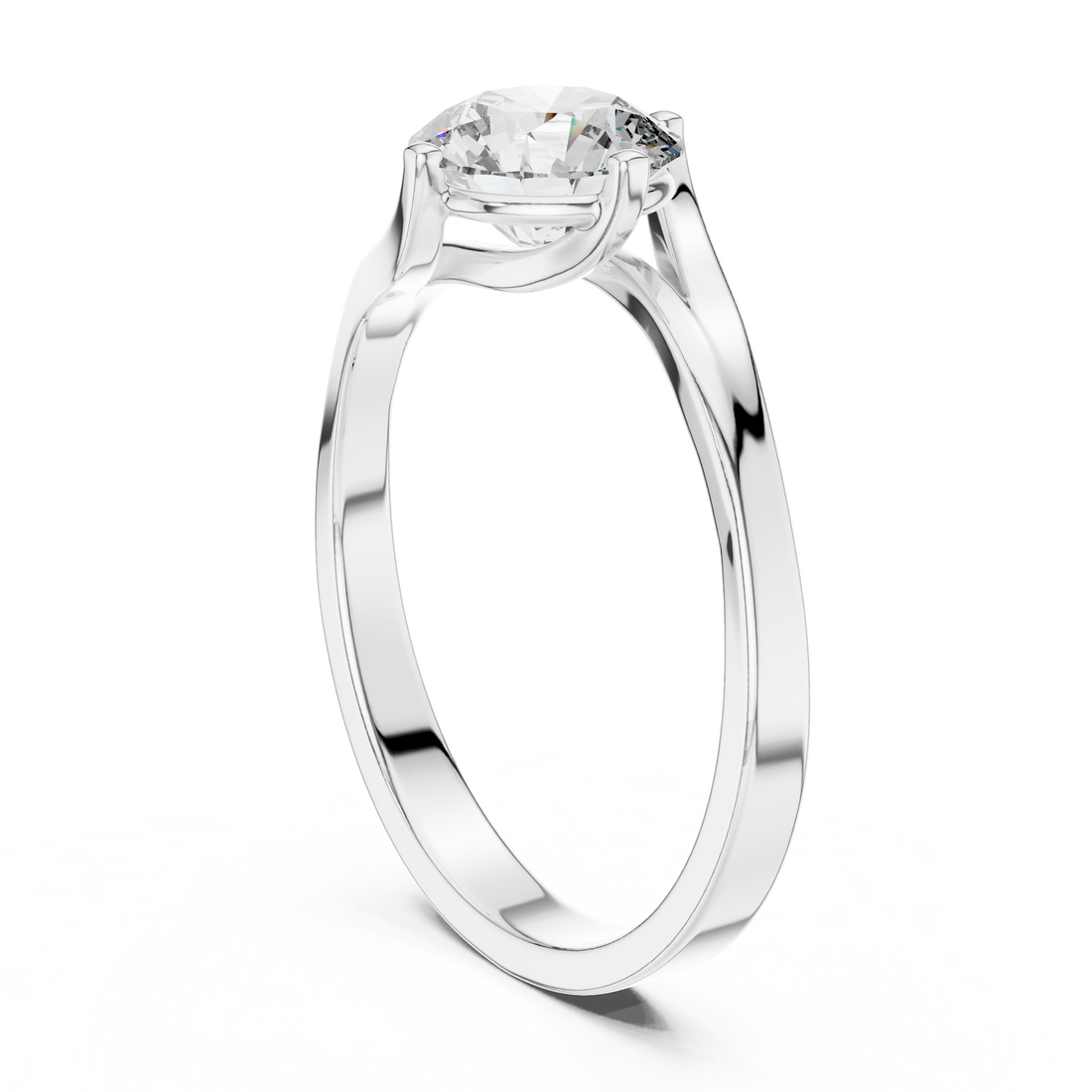 Twist of Elegance 1-CT Diamond Solitaire Ring In 14-KT White Gold