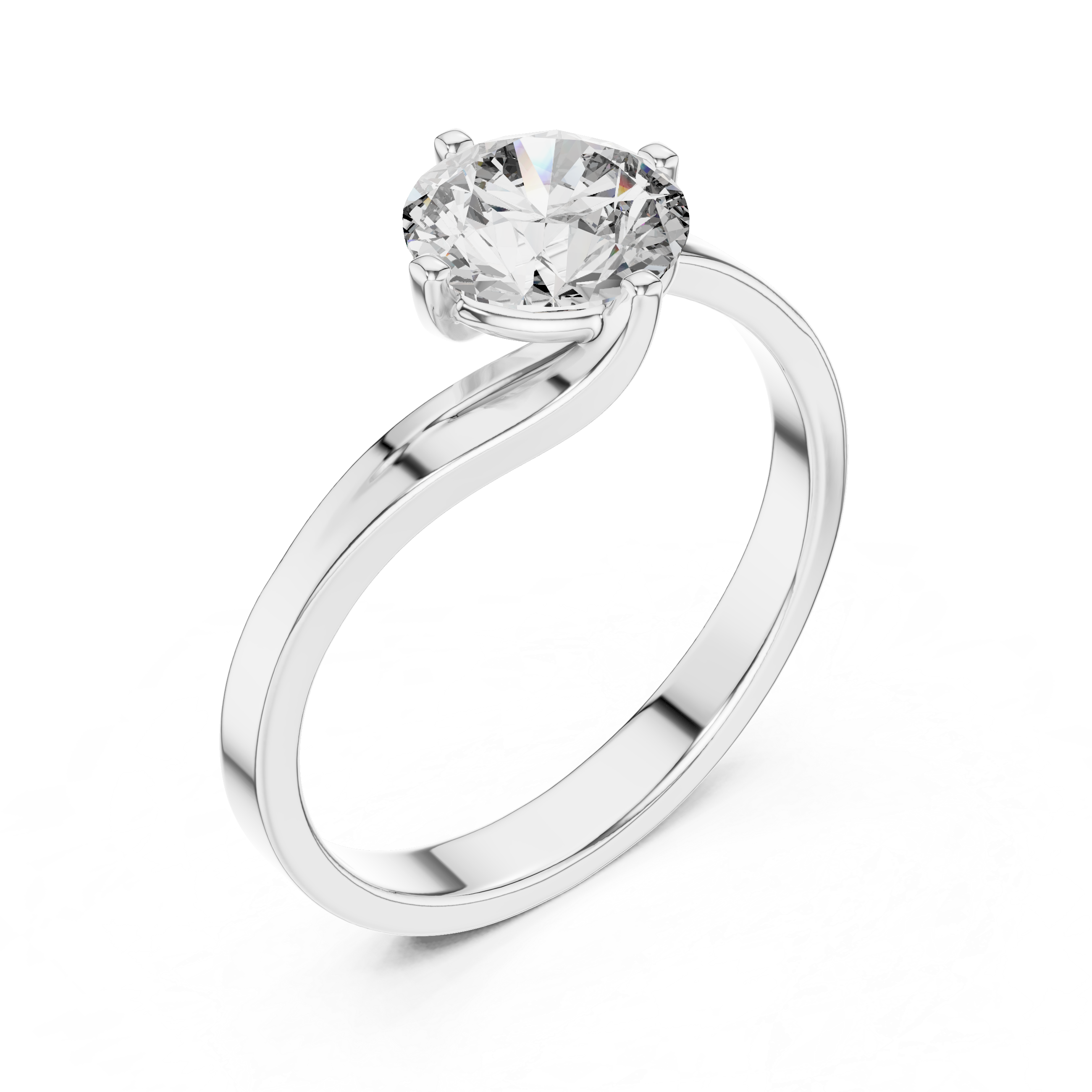 Twist of Elegance 1-CT Diamond Solitaire Ring In 14-KT White Gold