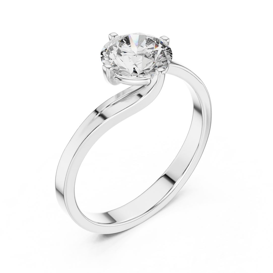 Twist of Elegance 1-CT Diamond Solitaire Ring In 14-KT White Gold