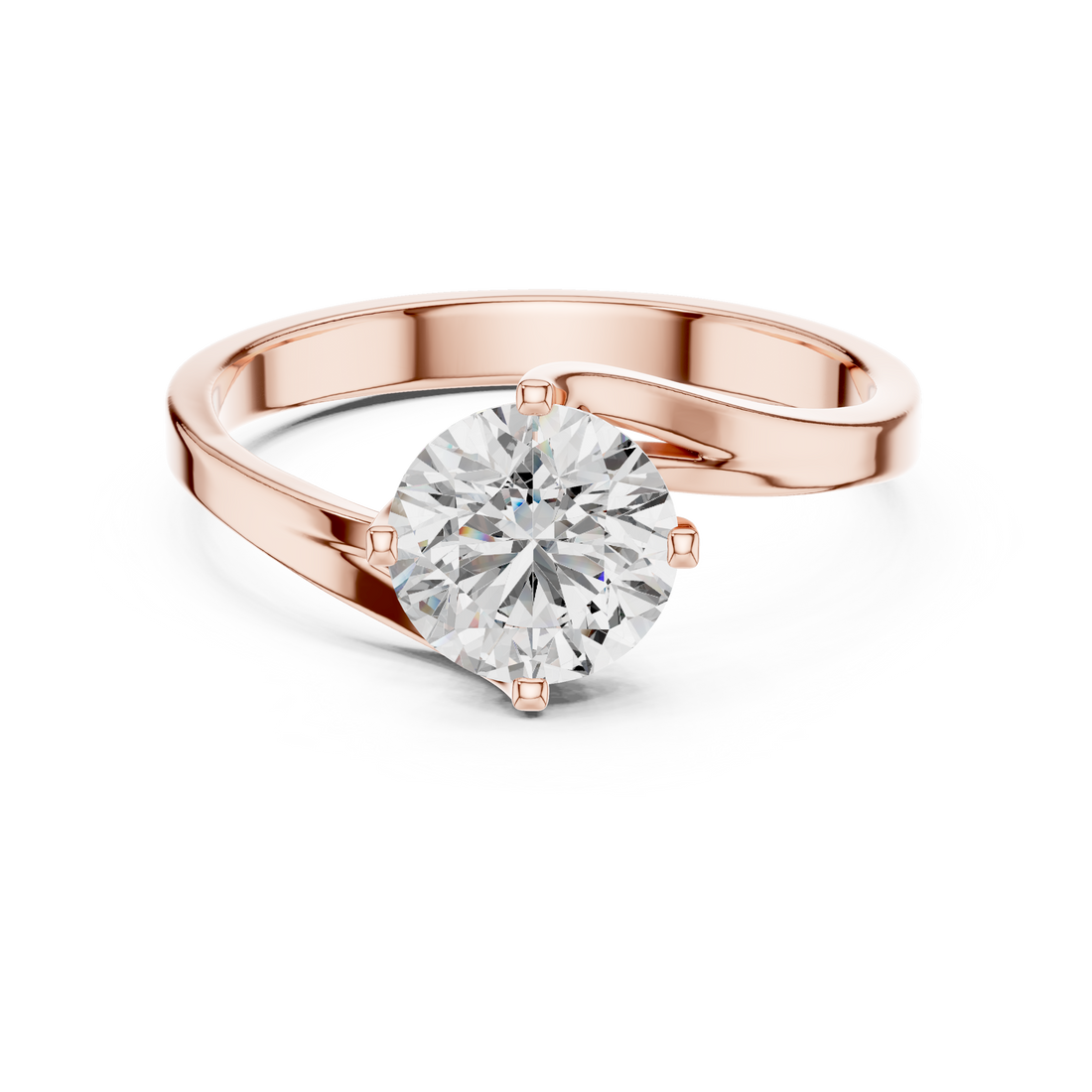 Twist of Elegance 1-CT Diamond Solitaire Ring In 14-KT White Gold