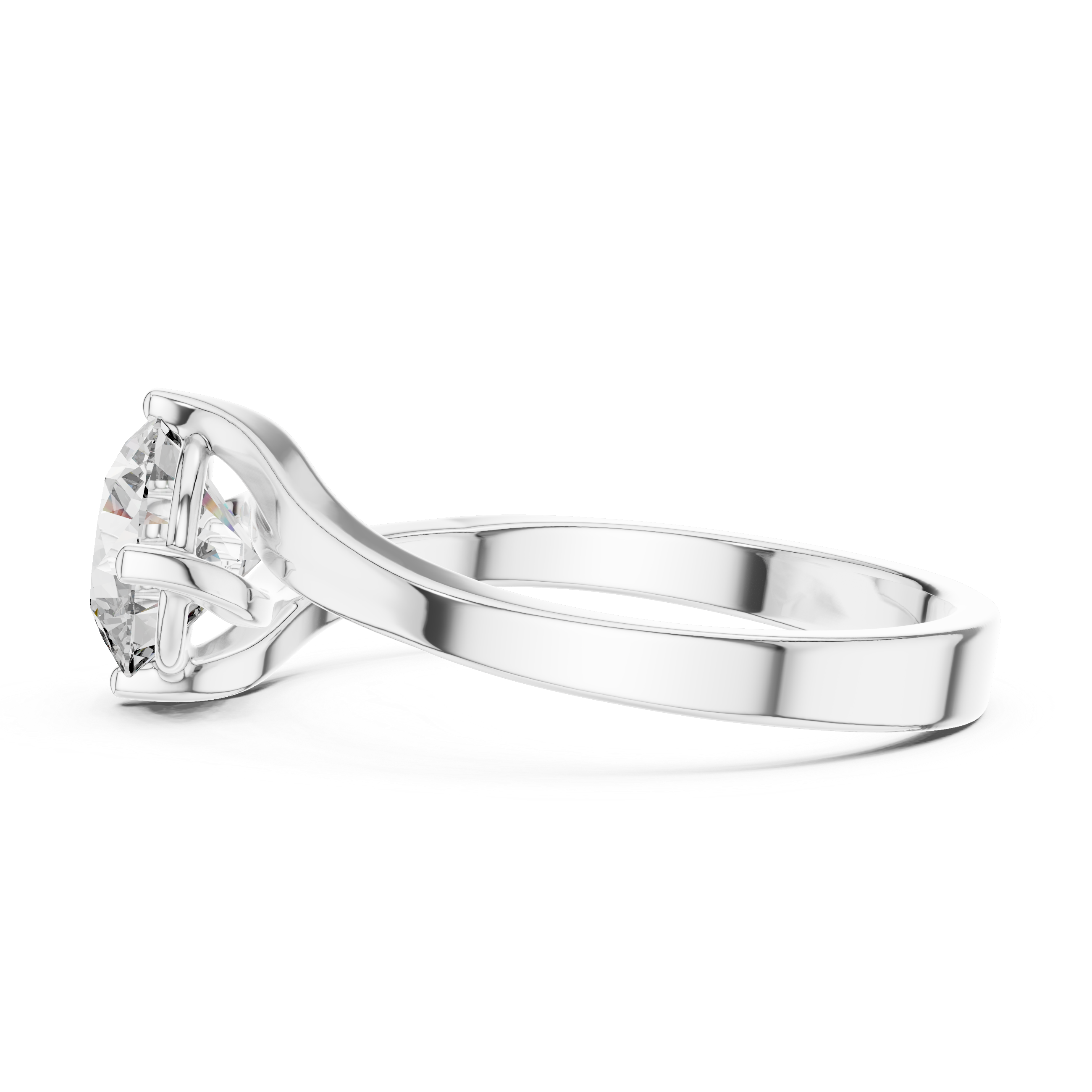 Twist of Elegance 1-CT Diamond Solitaire Ring In 14-KT White Gold
