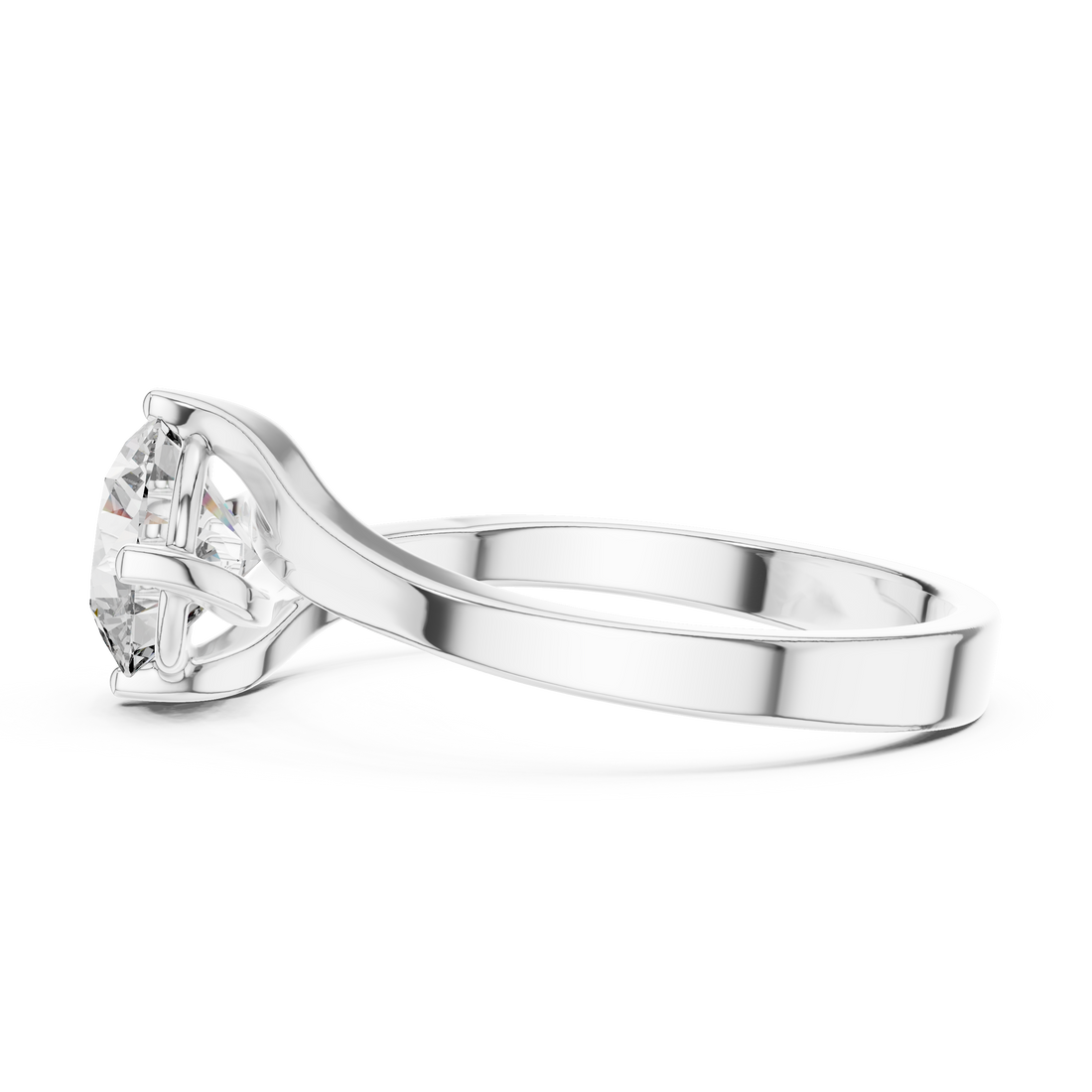 Twist of Elegance 1-CT Diamond Solitaire Ring In 14-KT White Gold