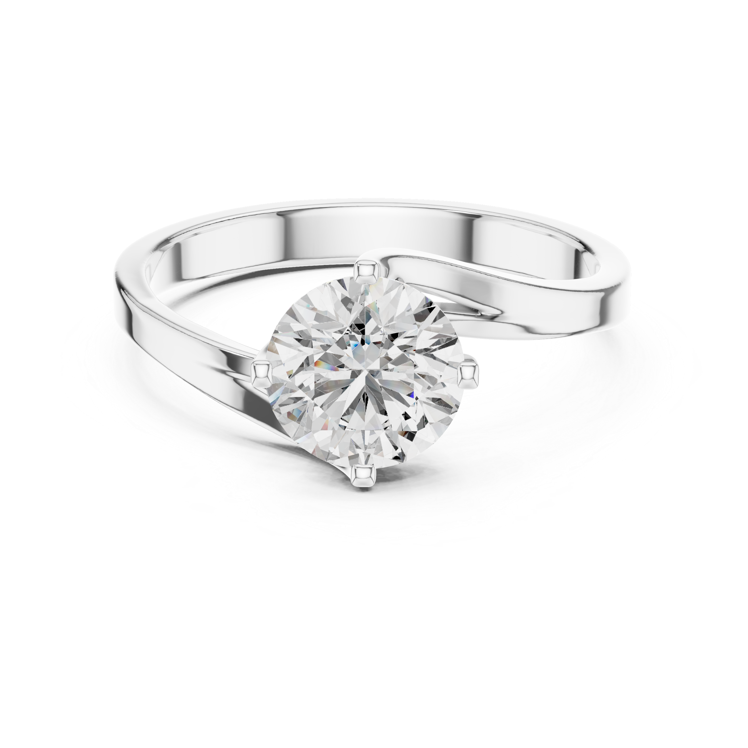 Twist of Elegance 1-CT Diamond Solitaire Ring In 14-KT White Gold