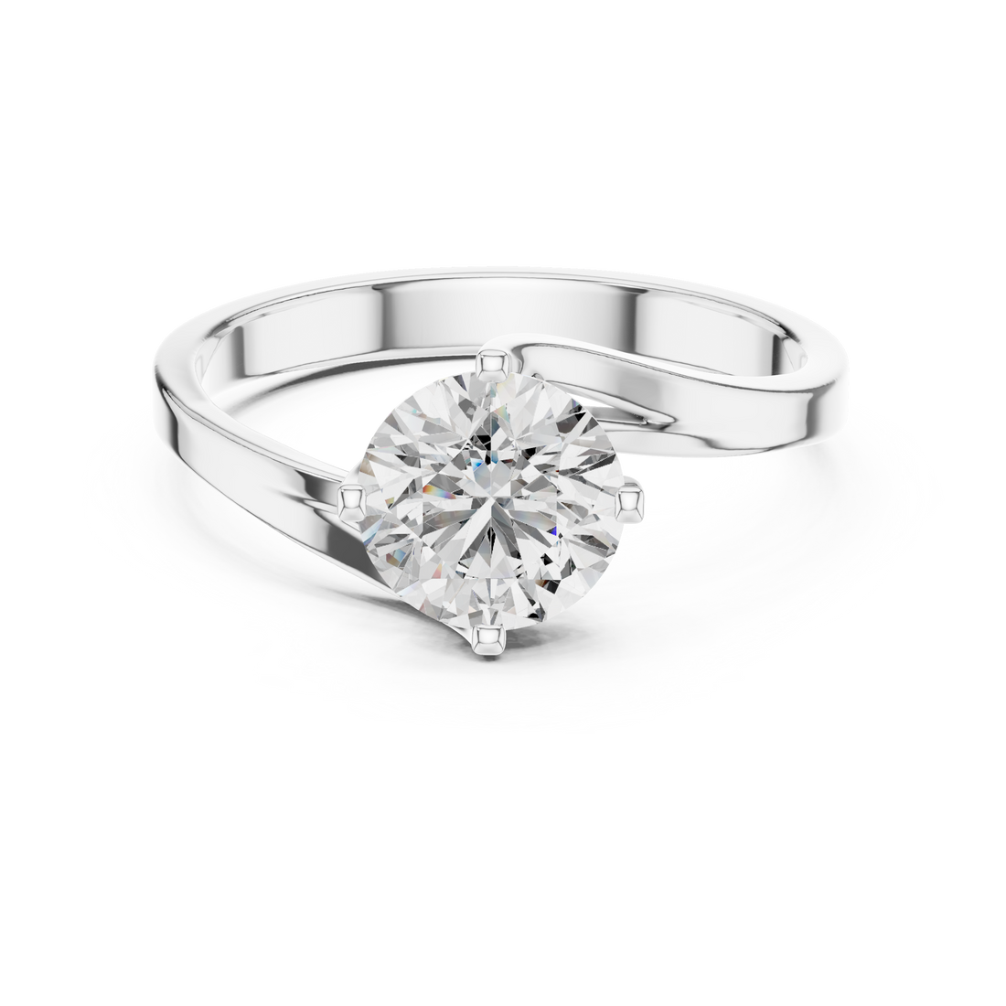 Twist of Elegance 1-CT Diamond Solitaire Ring In 14-KT White Gold