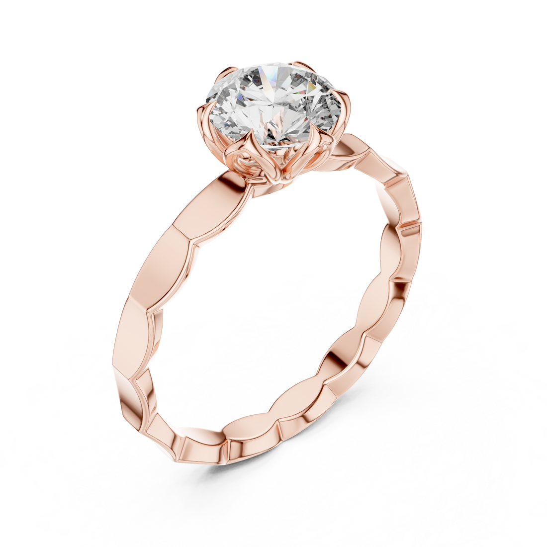 Petal Crown 1-Ct Round Diamond Ring in 14-KT White Gold