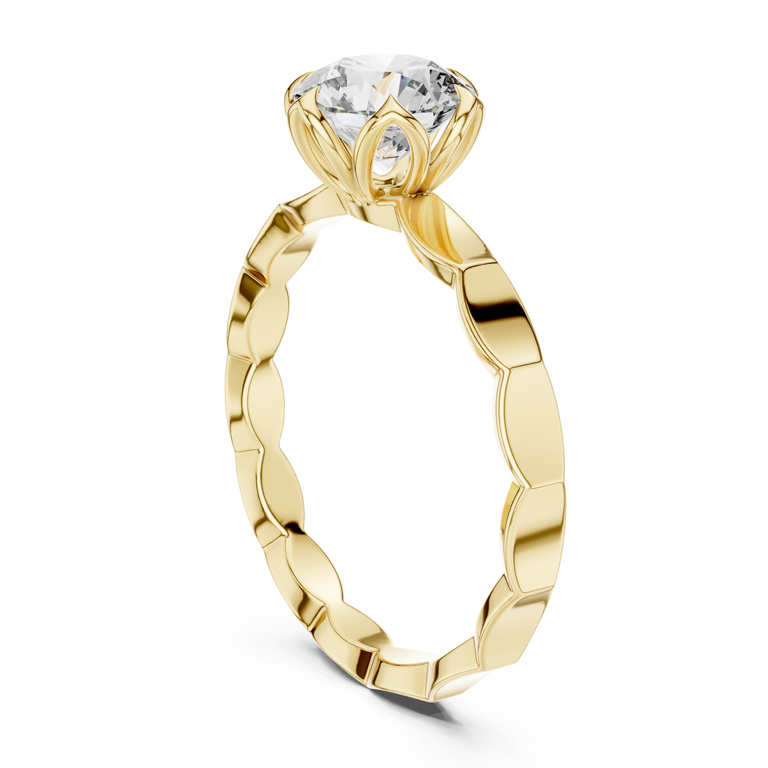 Petal Crown 1-Ct Round Diamond Ring in 14-KT White Gold