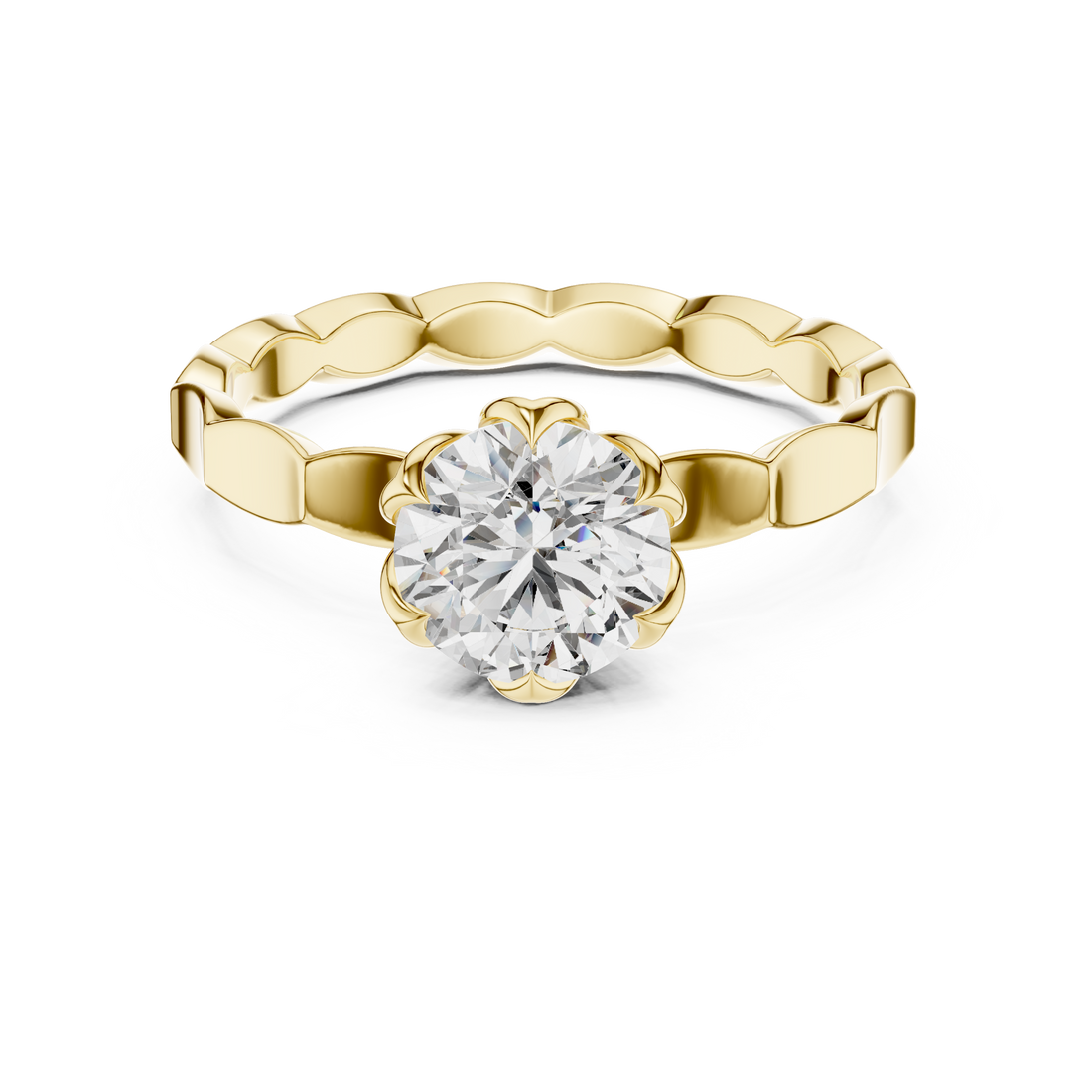Petal Crown 1-Ct Round Diamond Ring in 14-KT White Gold