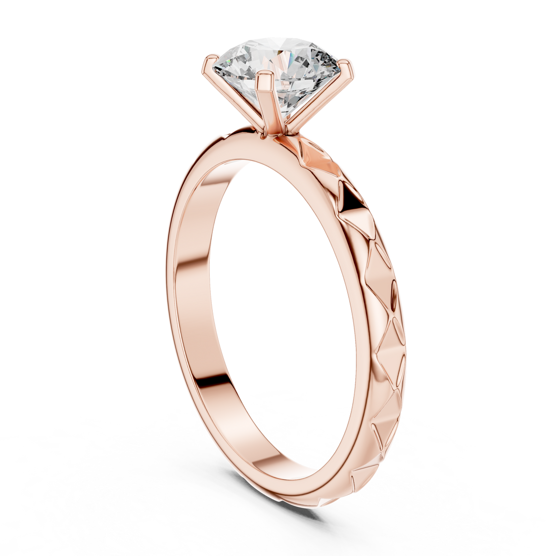 Quilted Solitaire 1-Ct Round Diamond Ring in 14-KT White Gold