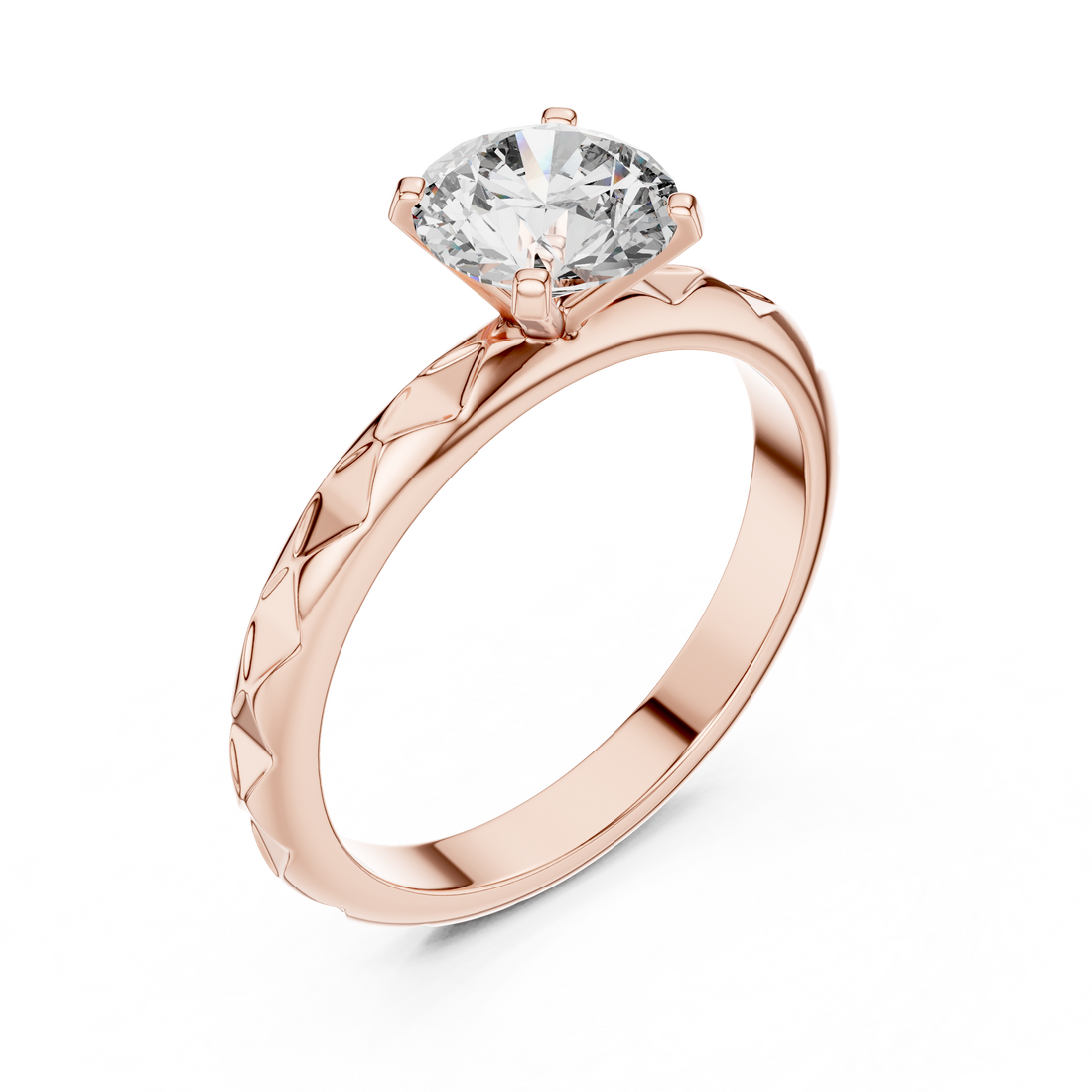 Quilted Solitaire 1-Ct Round Diamond Ring in 14-KT White Gold