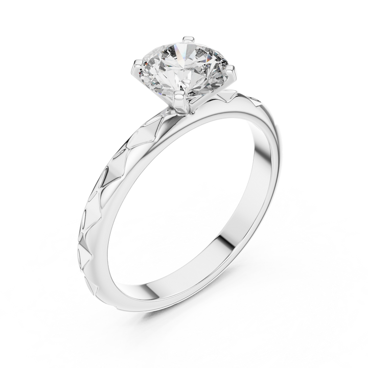 Quilted Solitaire 1-Ct Round Diamond Ring in 14-KT White Gold