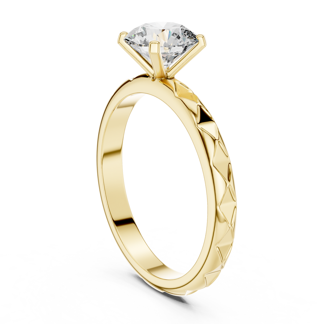 Quilted Solitaire 1-Ct Round Diamond Ring in 14-KT White Gold