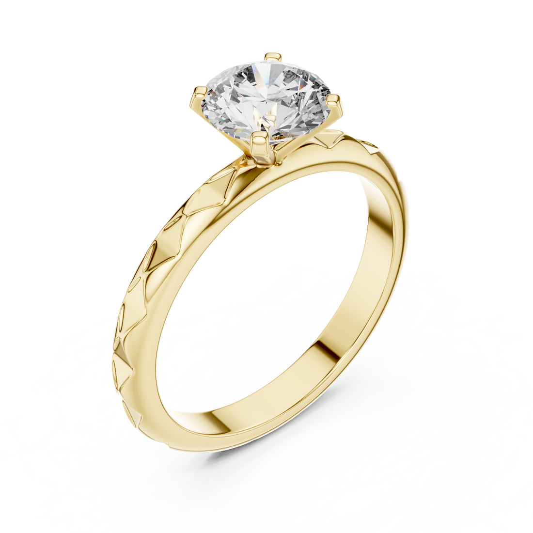 Quilted Solitaire 1-Ct Round Diamond Ring in 14-KT White Gold