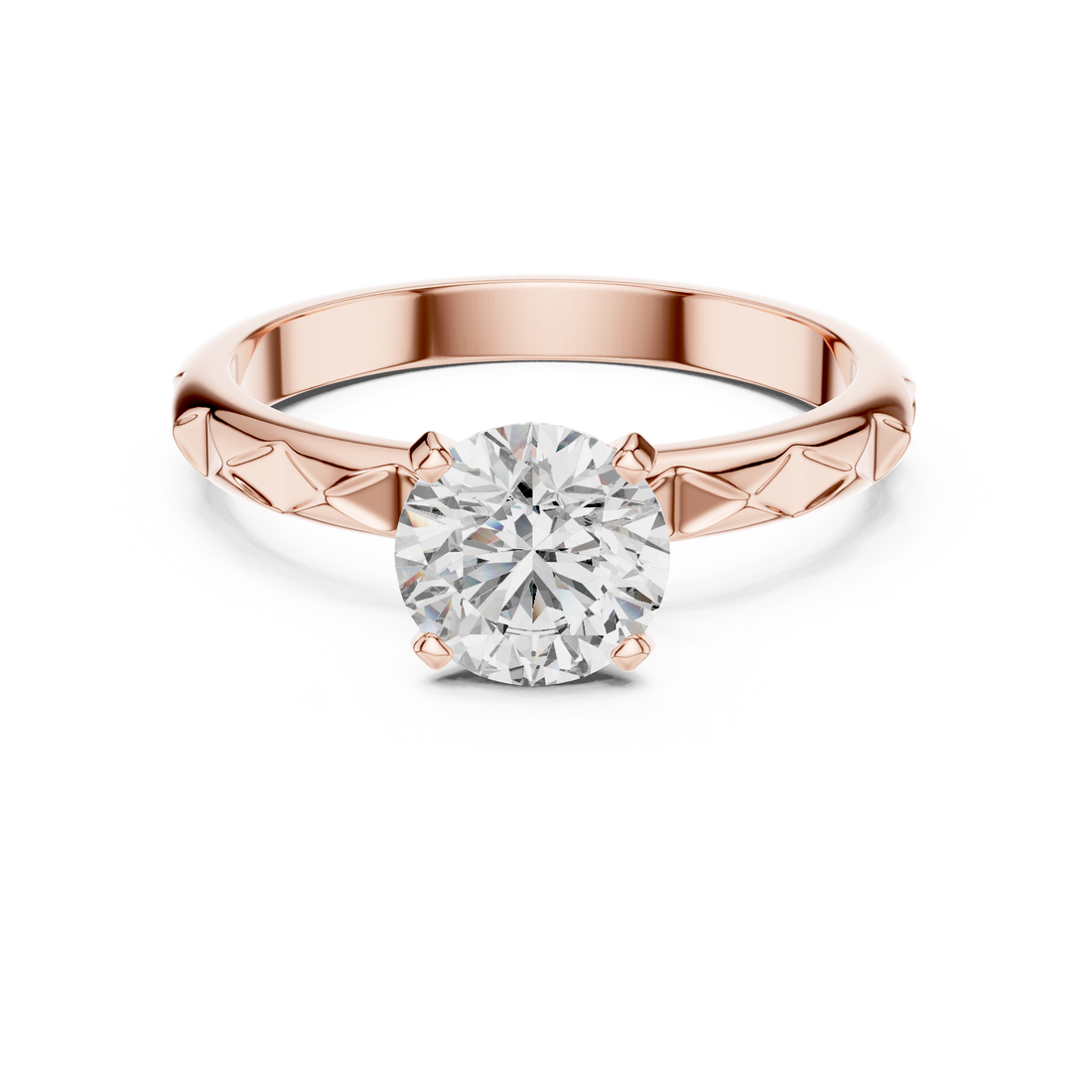 Quilted Solitaire 1-Ct Round Diamond Ring in 14-KT White Gold