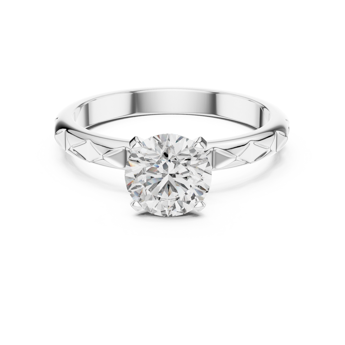 Quilted Solitaire 1-Ct Round Diamond Ring in 14-KT White Gold