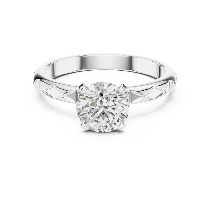 Quilted Solitaire 1-Ct Round Diamond Ring in 14-KT White Gold