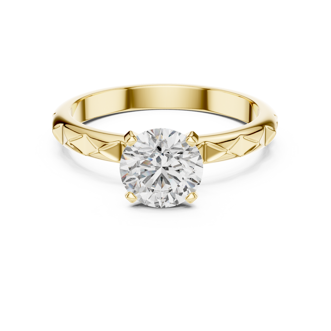 Quilted Solitaire 1-Ct Round Diamond Ring in 14-KT White Gold