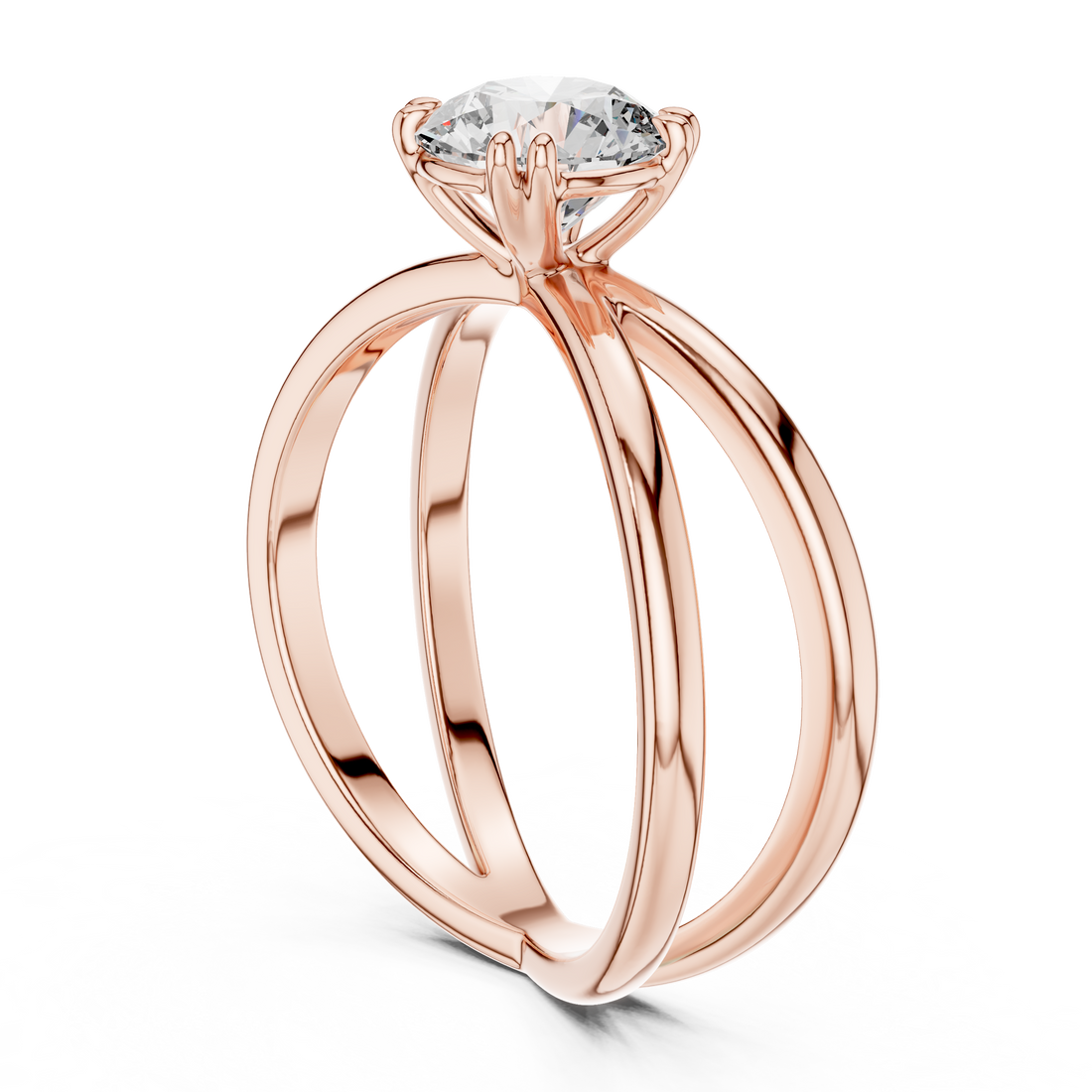 Crossover Elegance Solitaire 1-CT Round Diamond Ring in 14-KT White Gold