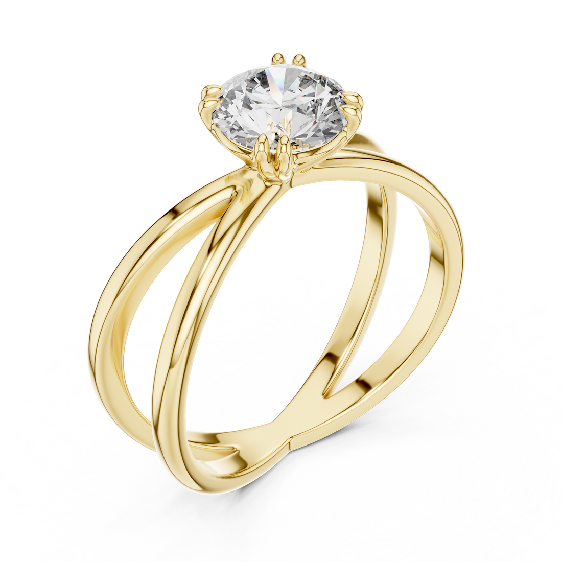 Crossover Elegance Solitaire 1-CT Round Diamond Ring in 14-KT White Gold