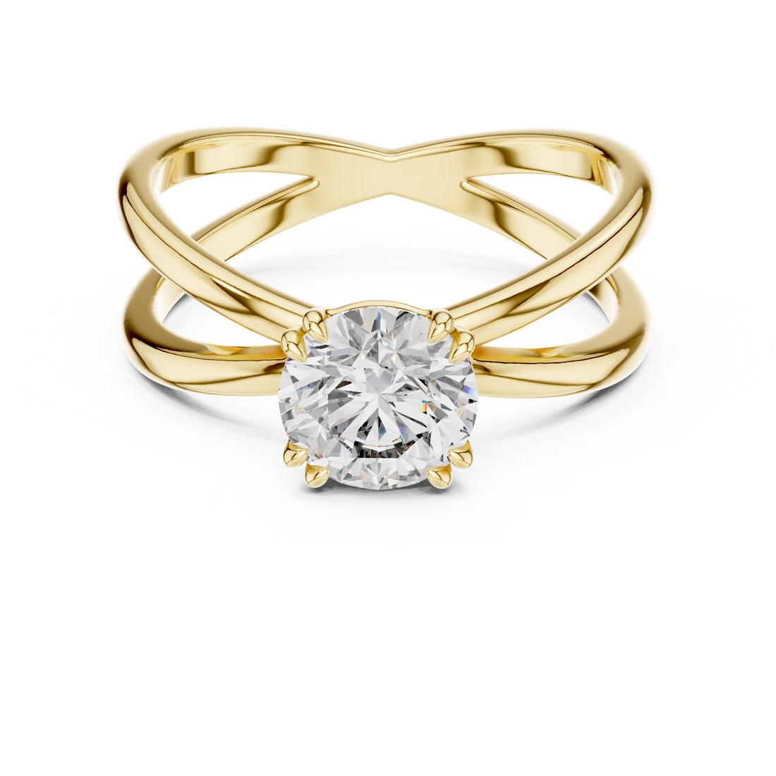 Crossover Elegance Solitaire 1-CT Round Diamond Ring in 14-KT White Gold