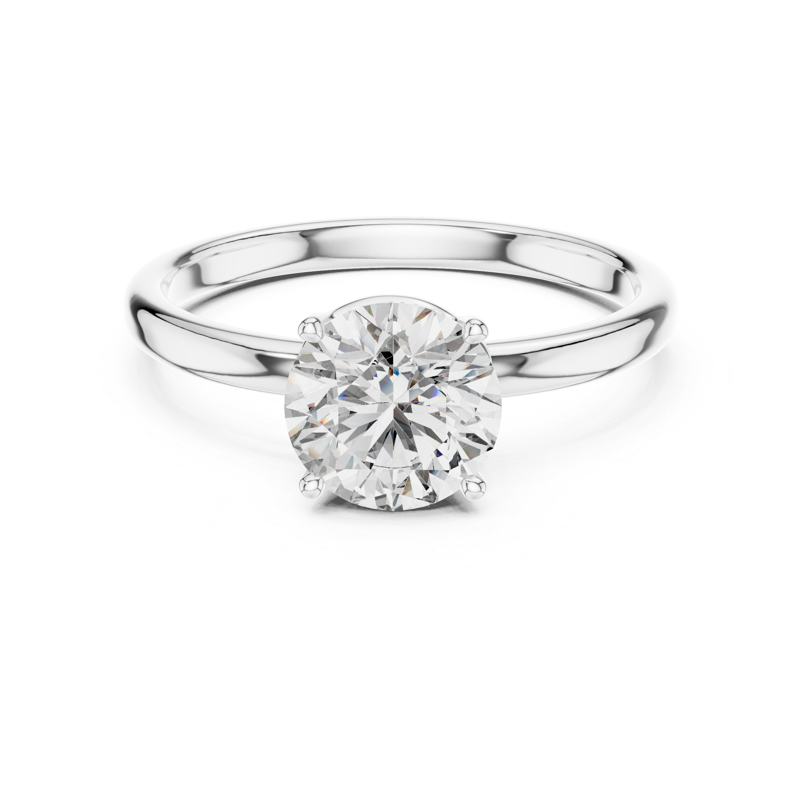 Silver ring with a diamond on a white background