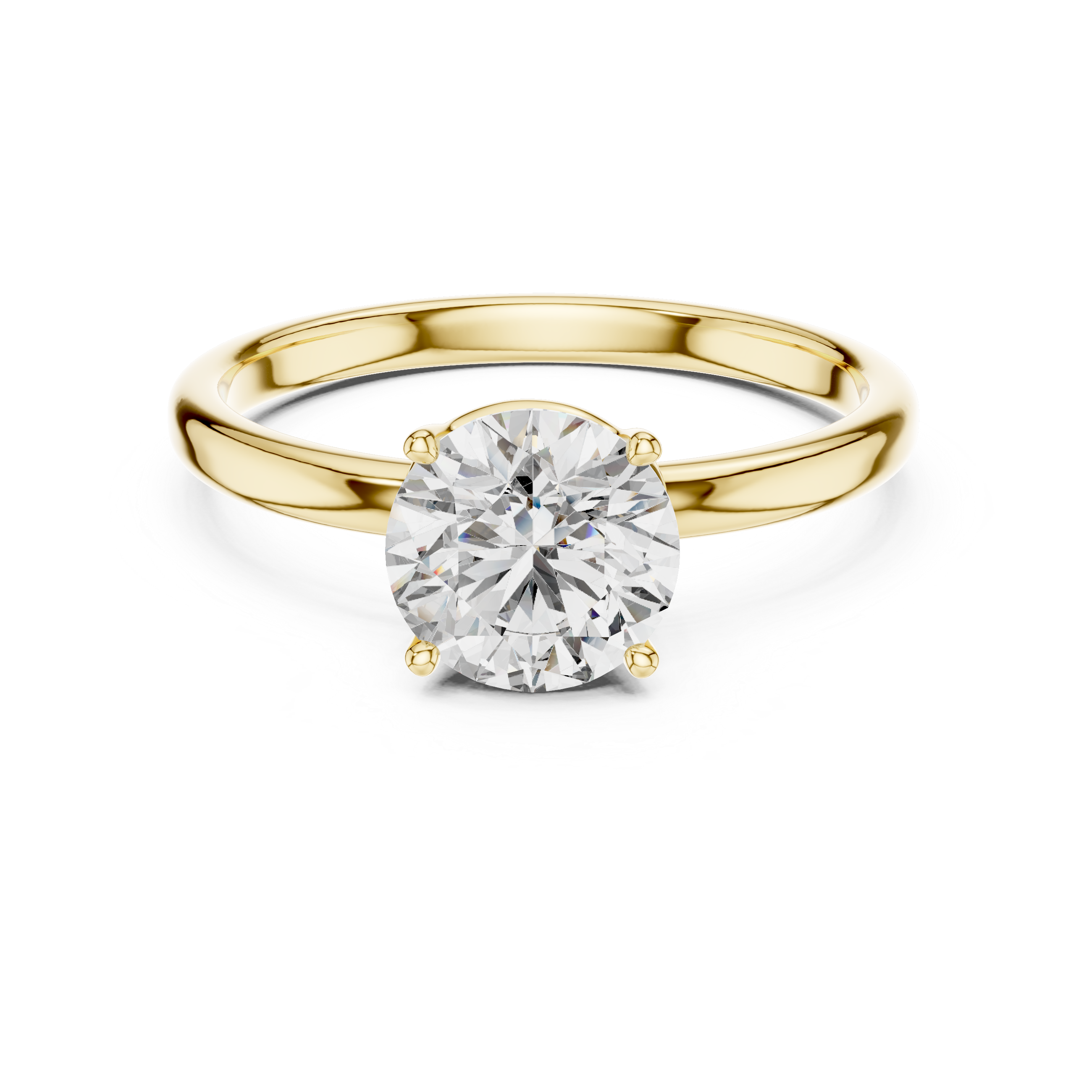 Gold ring with a large diamond on a white background
