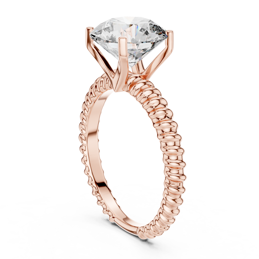 Twisted Solitaire 3-Ct Round-Cut Diamond Ring in 14-KT White Gold