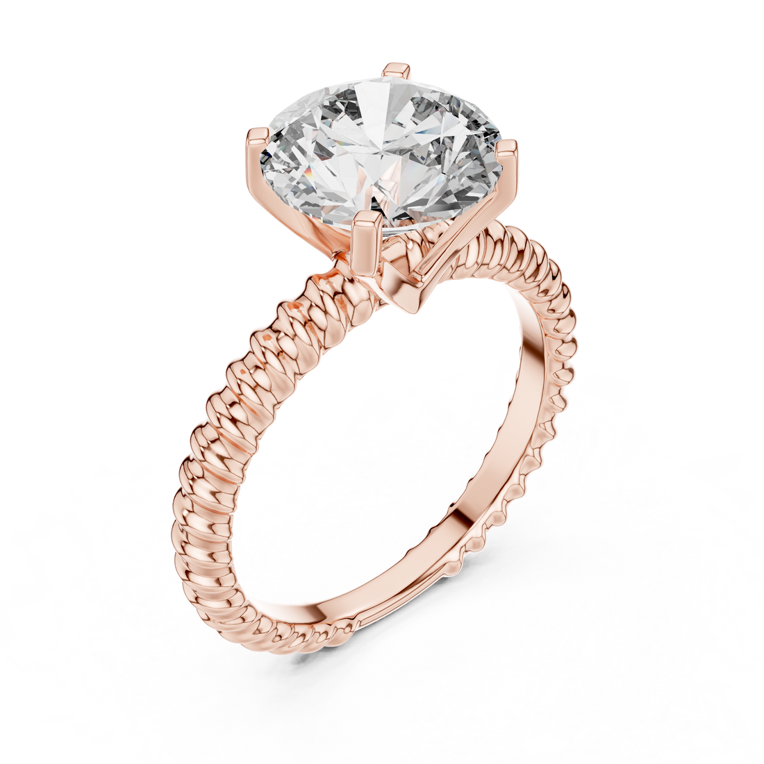 Twisted Solitaire 3-Ct Round-Cut Diamond Ring in 14-KT White Gold