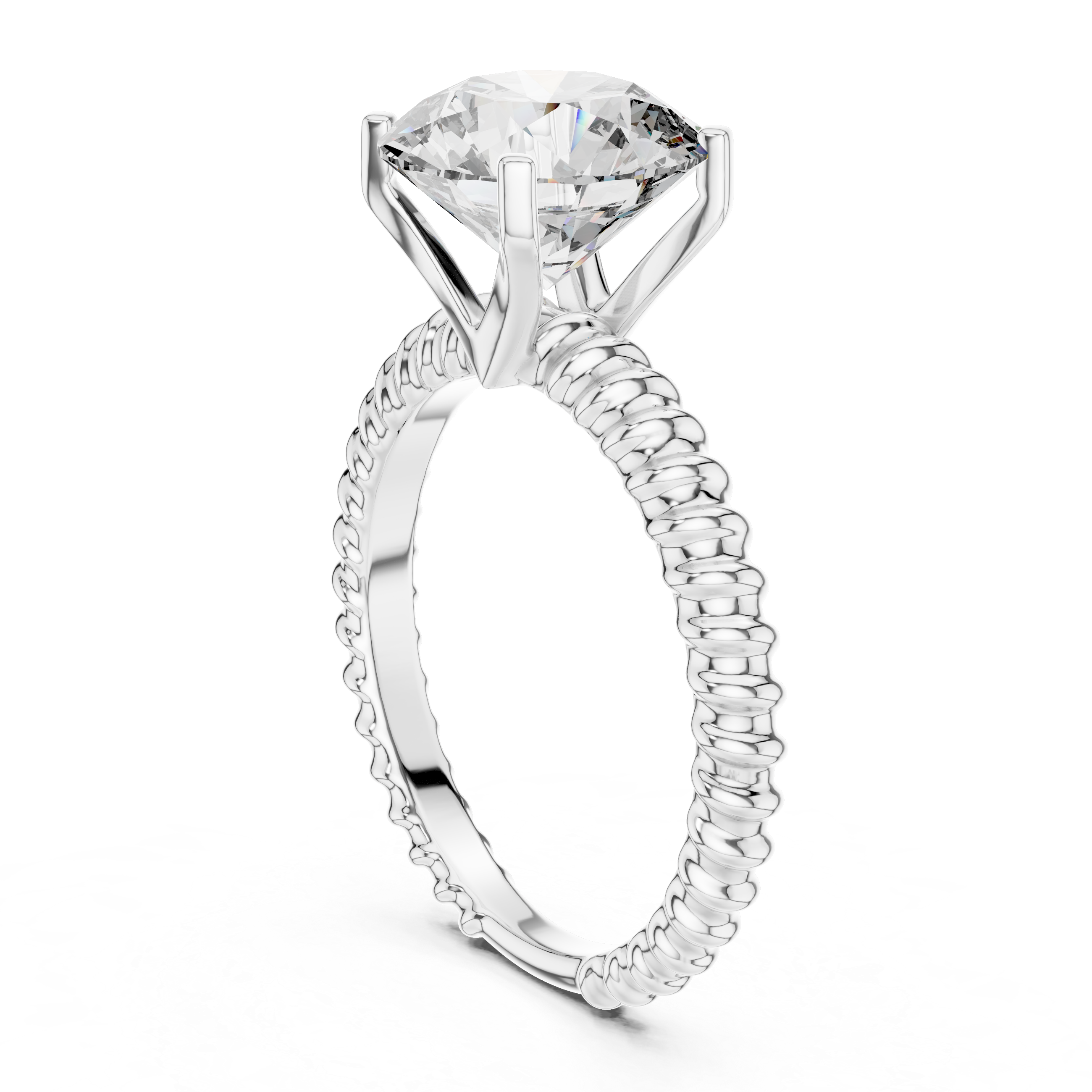 Diamond ring with a prominent gemstone on a white background