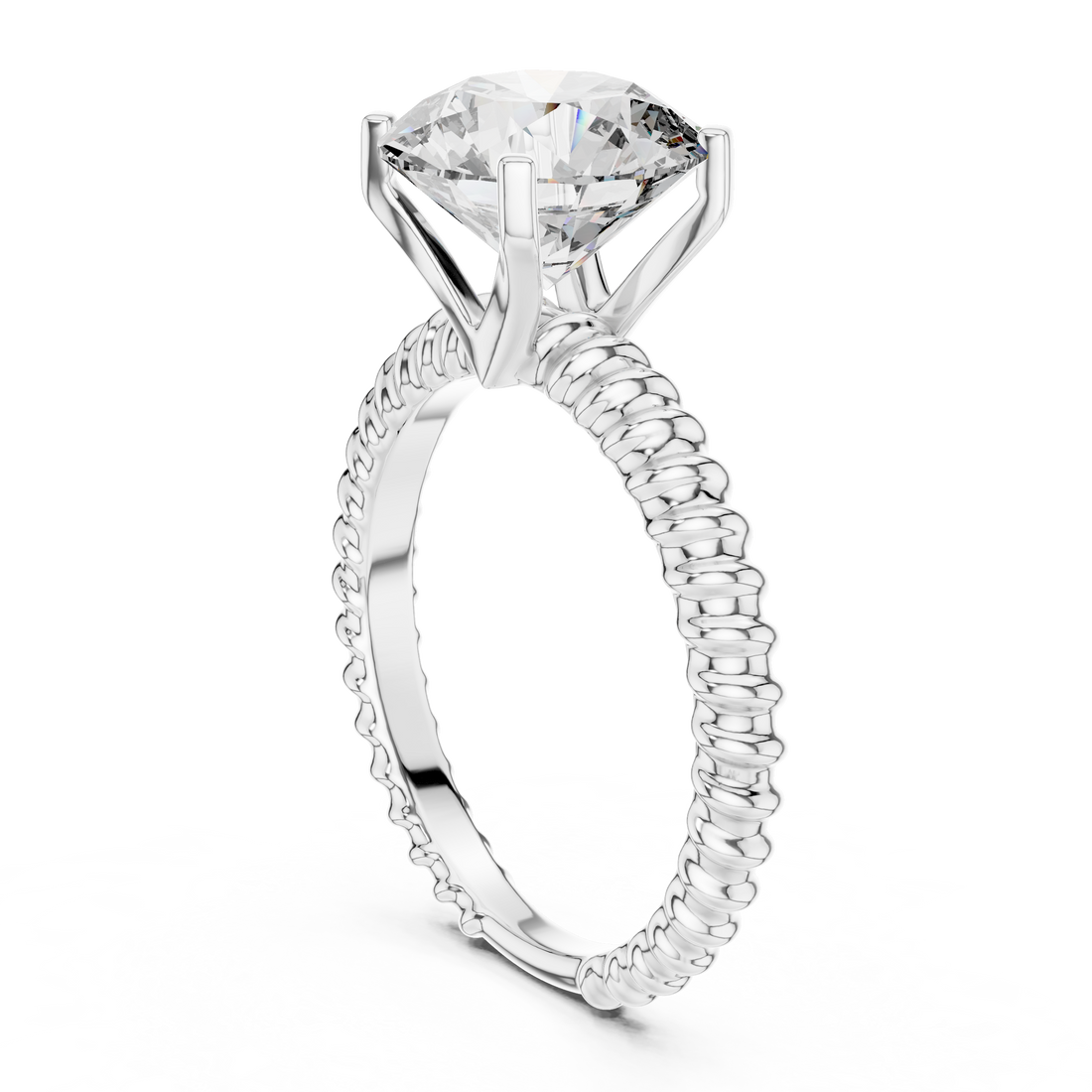 Twisted Solitaire 3-Ct Round-Cut Diamond Ring in 14-KT White Gold