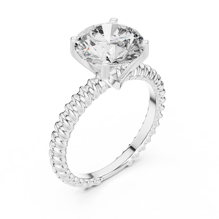 Twisted Solitaire 3-Ct Round-Cut Diamond Ring in 14-KT White Gold