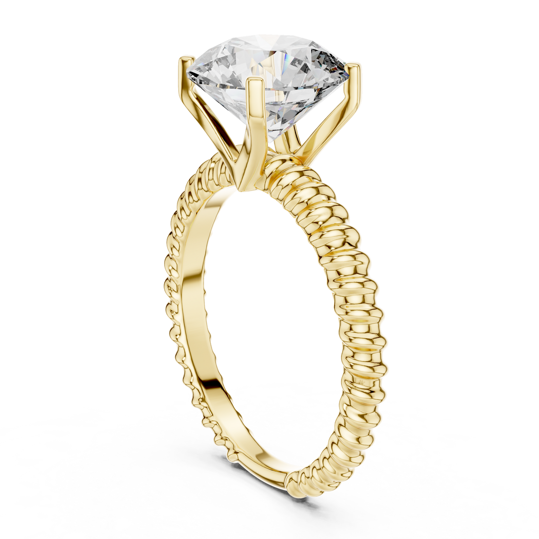 Twisted Solitaire 3-Ct Round-Cut Diamond Ring in 14-KT White Gold