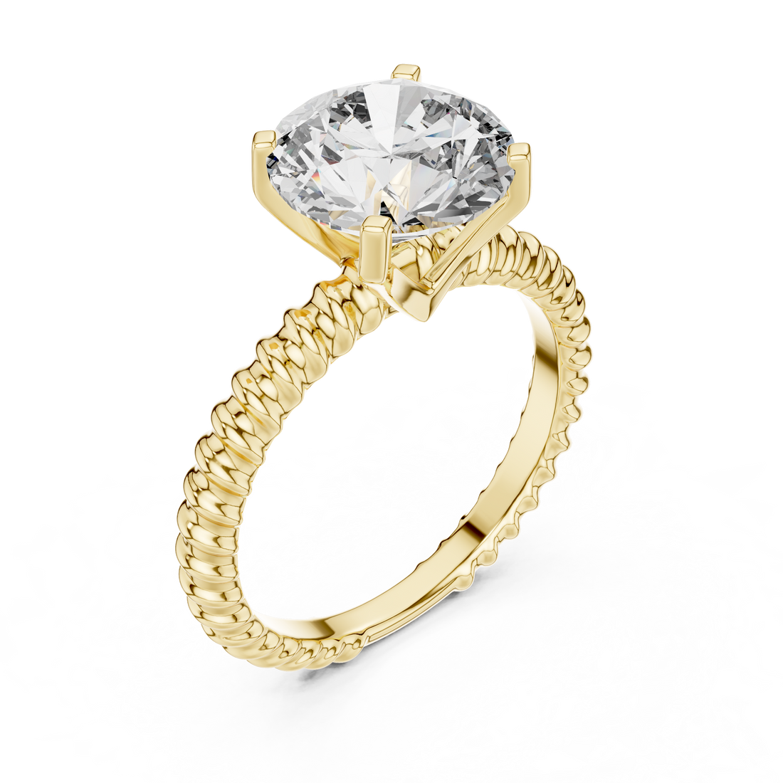 Twisted Solitaire 3-Ct Round-Cut Diamond Ring in 14-KT White Gold