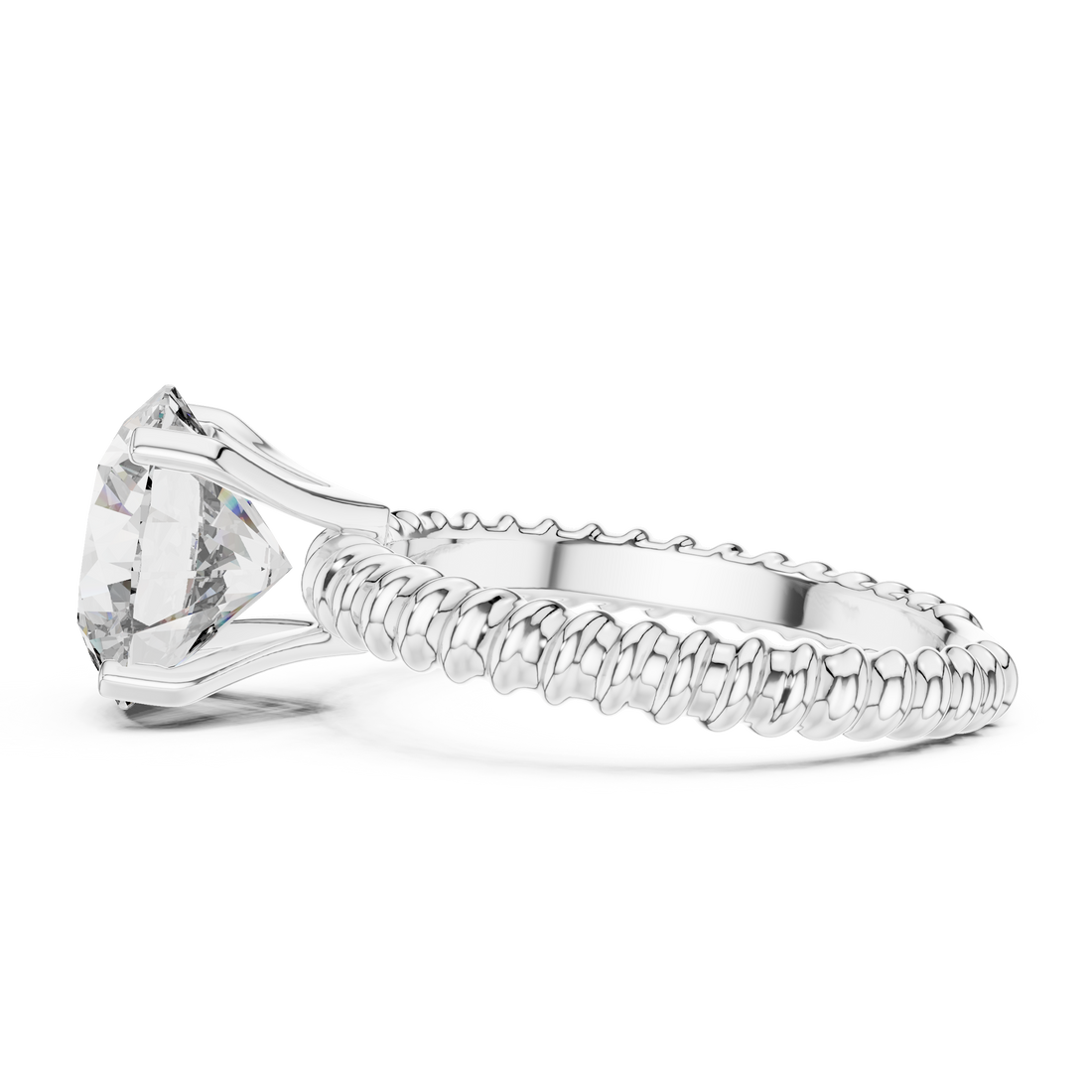 Twisted Solitaire 3-Ct Round-Cut Diamond Ring in 14-KT White Gold