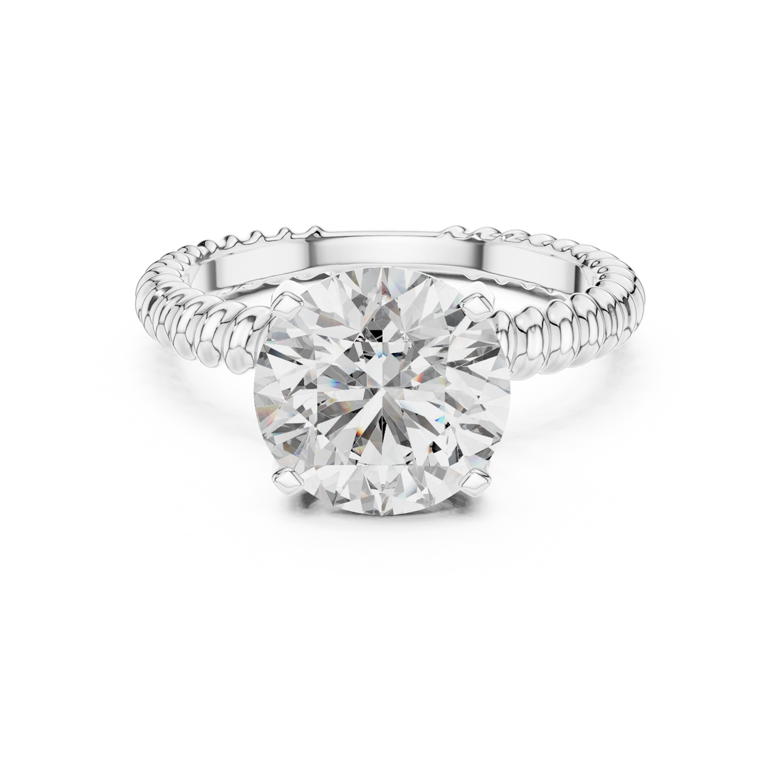 Twisted Solitaire 3-Ct Round-Cut Diamond Ring in 14-KT White Gold