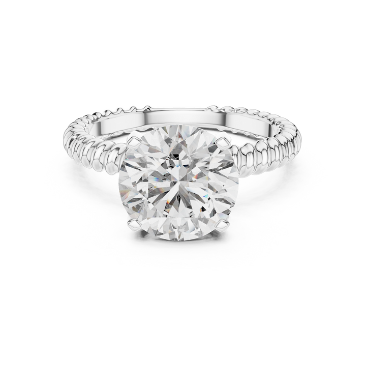 Twisted Solitaire 3-Ct Round-Cut Diamond Ring in 14-KT White Gold