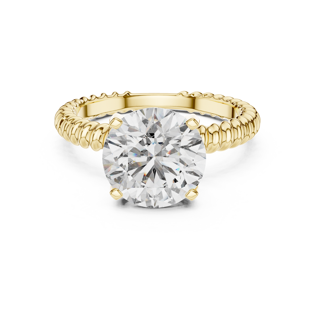 Twisted Solitaire 3-Ct Round-Cut Diamond Ring in 14-KT White Gold