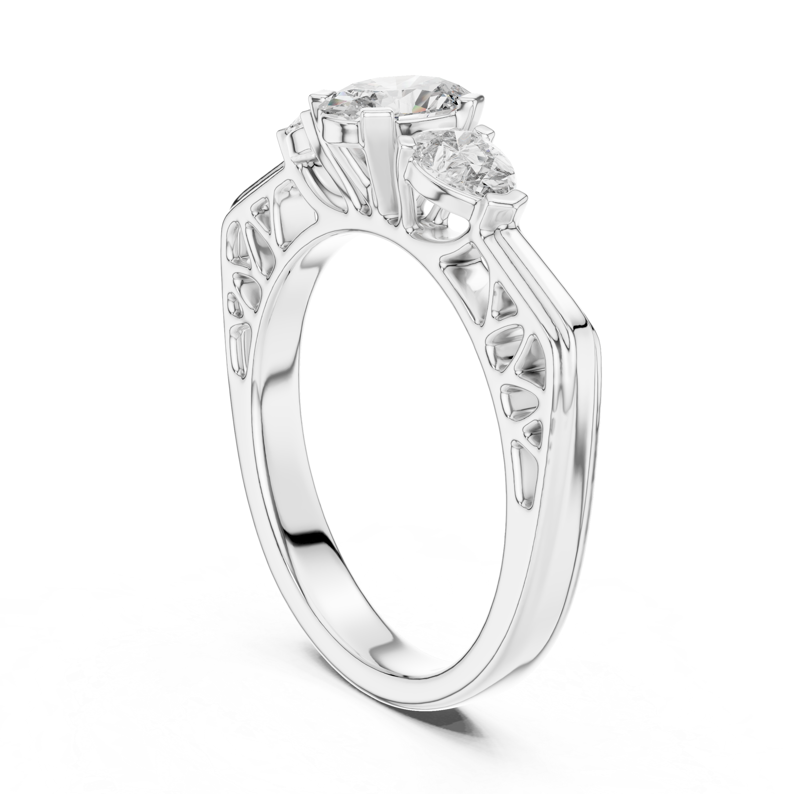 Diamond ring with a white background