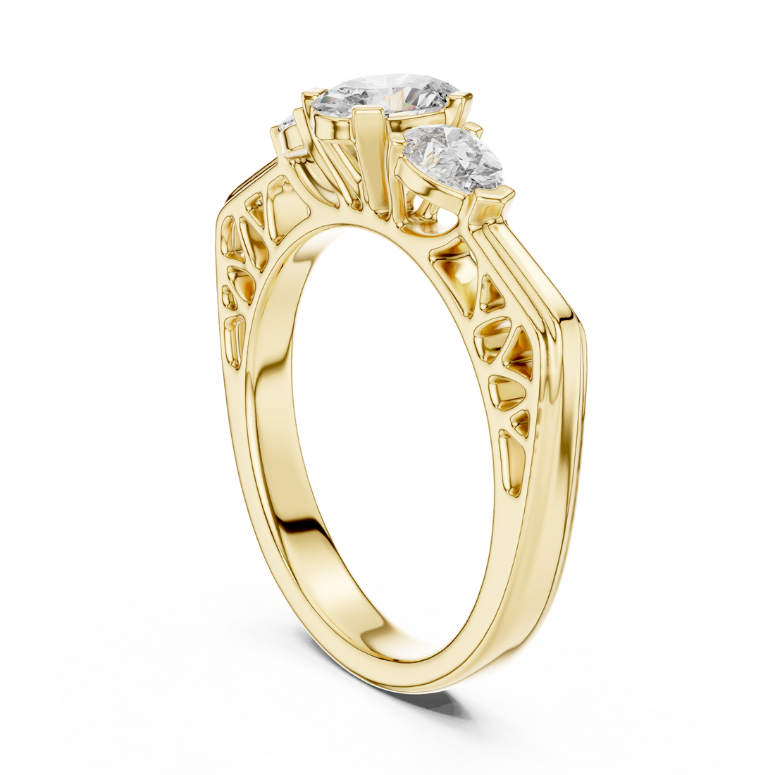 Celestial 0.5-C Oval & 0.3-Ct Pear Three Stone Diamond Ring