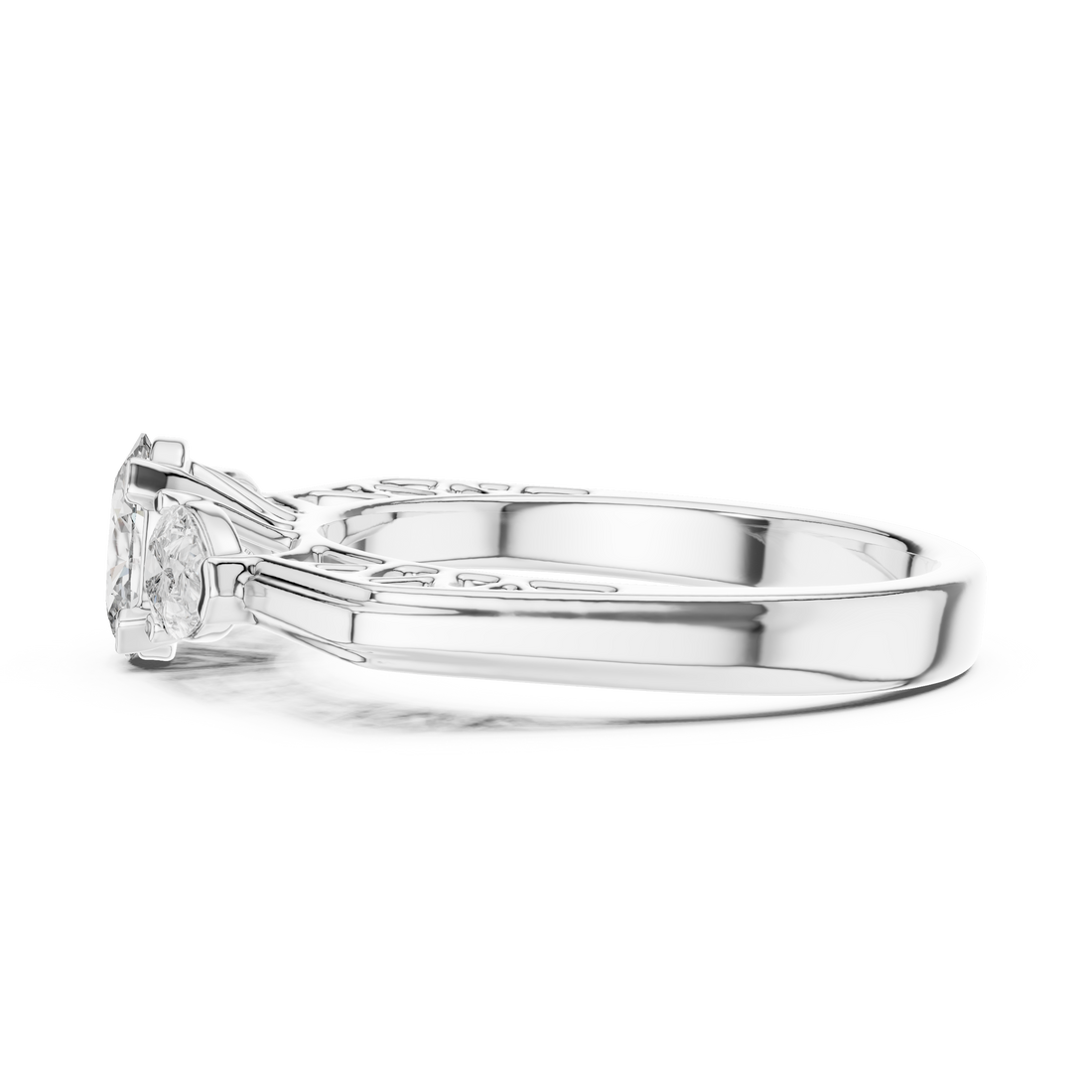 Celestial 0.5-C Oval & 0.3-Ct Pear Three Stone Diamond Ring