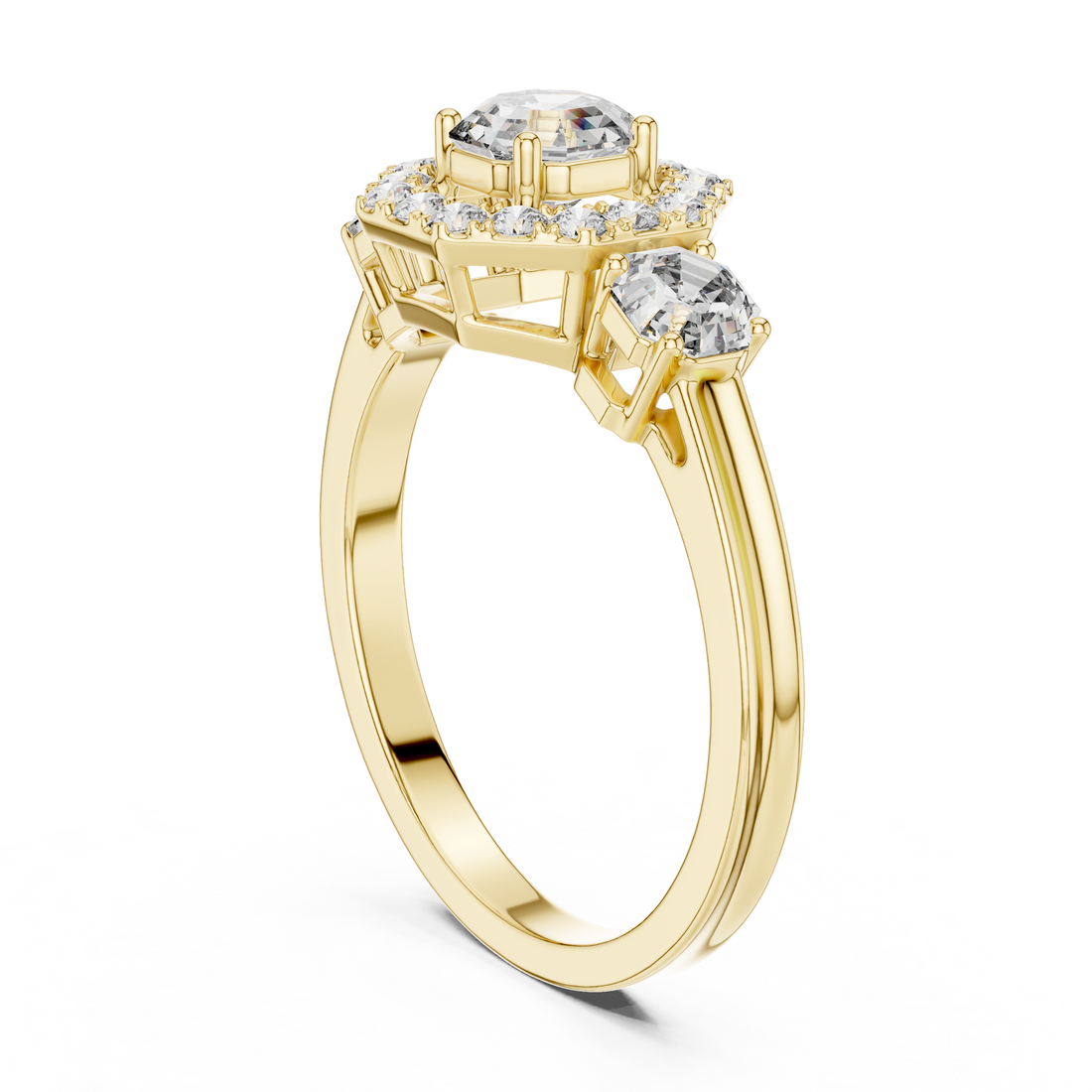 1.5 Ct. Octagon-Cut Trio Diamond Ring in 14-KT White Gold