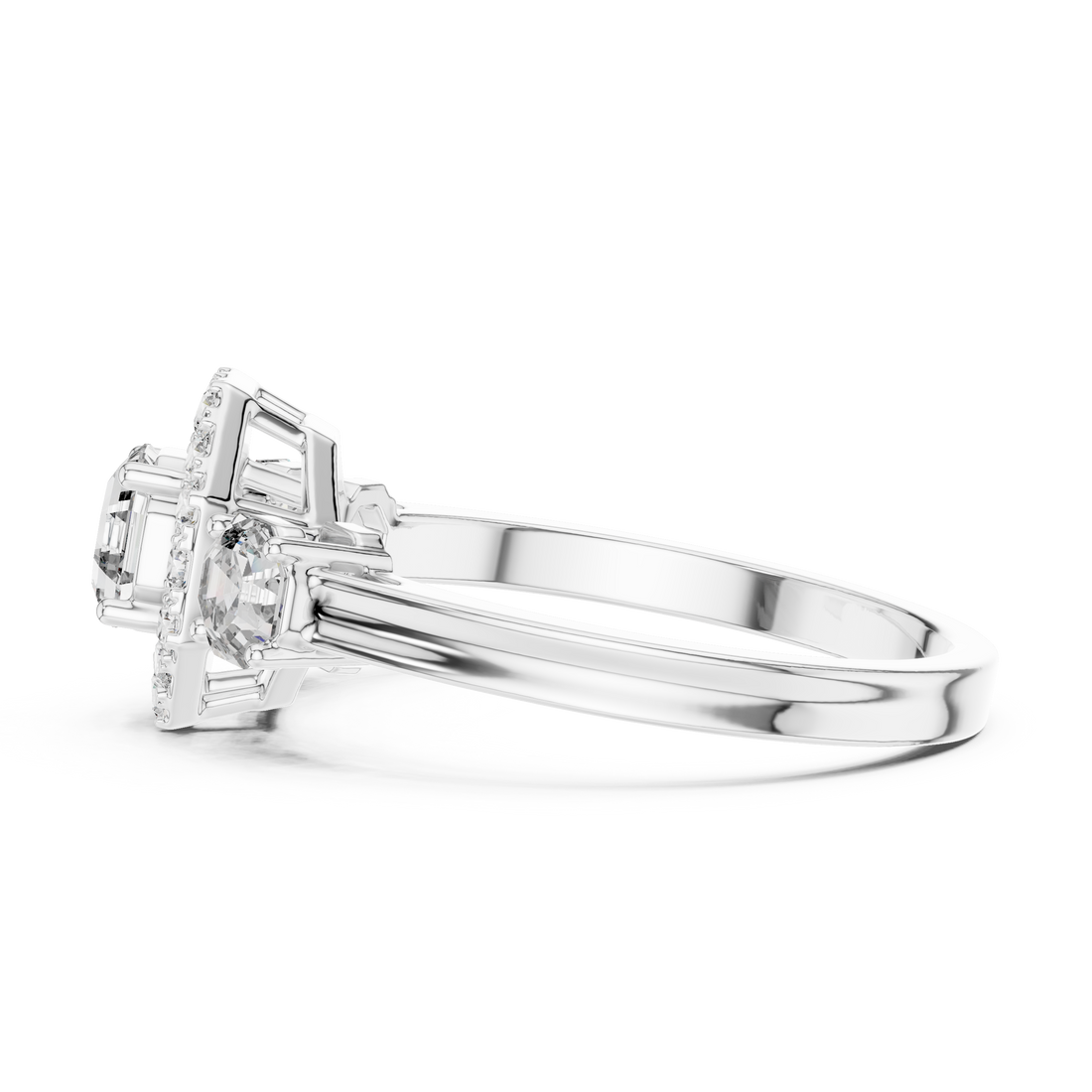 1.5 Ct. Octagon-Cut Trio Diamond Ring in 14-KT White Gold