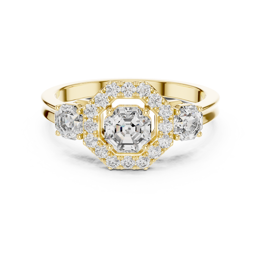 1.5 Ct. Octagon-Cut Trio Diamond Ring in 14-KT White Gold