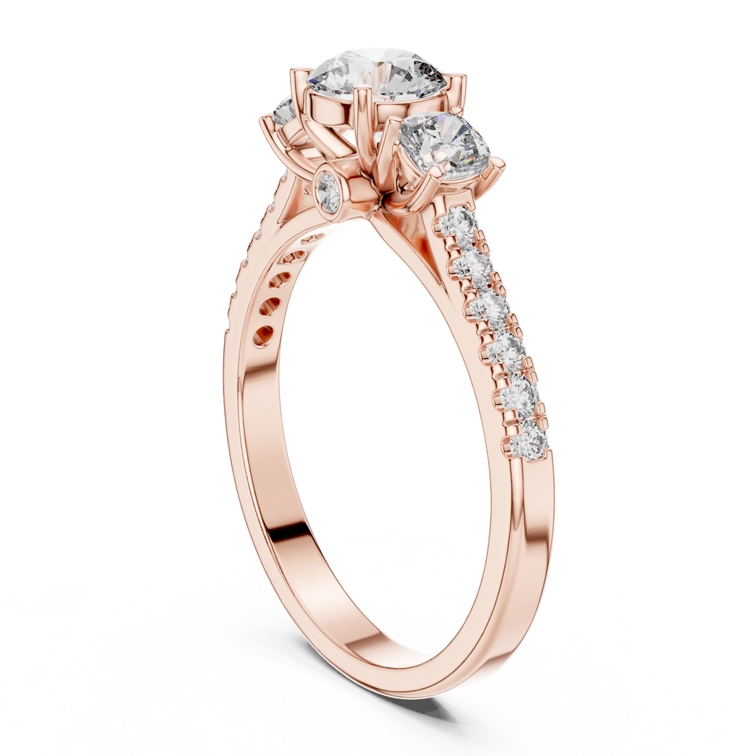 Timeless Harmony 0.5-Ct Round & 0.25 Cushion Diamond Ring in 14-KT White Gold