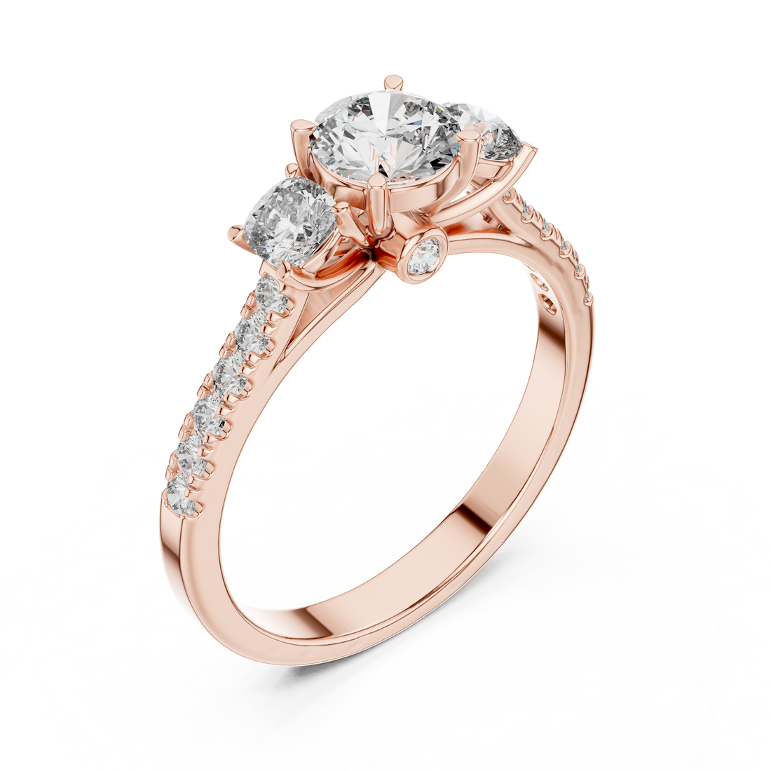 Timeless Harmony 0.5-Ct Round & 0.25 Cushion Diamond Ring in 14-KT White Gold