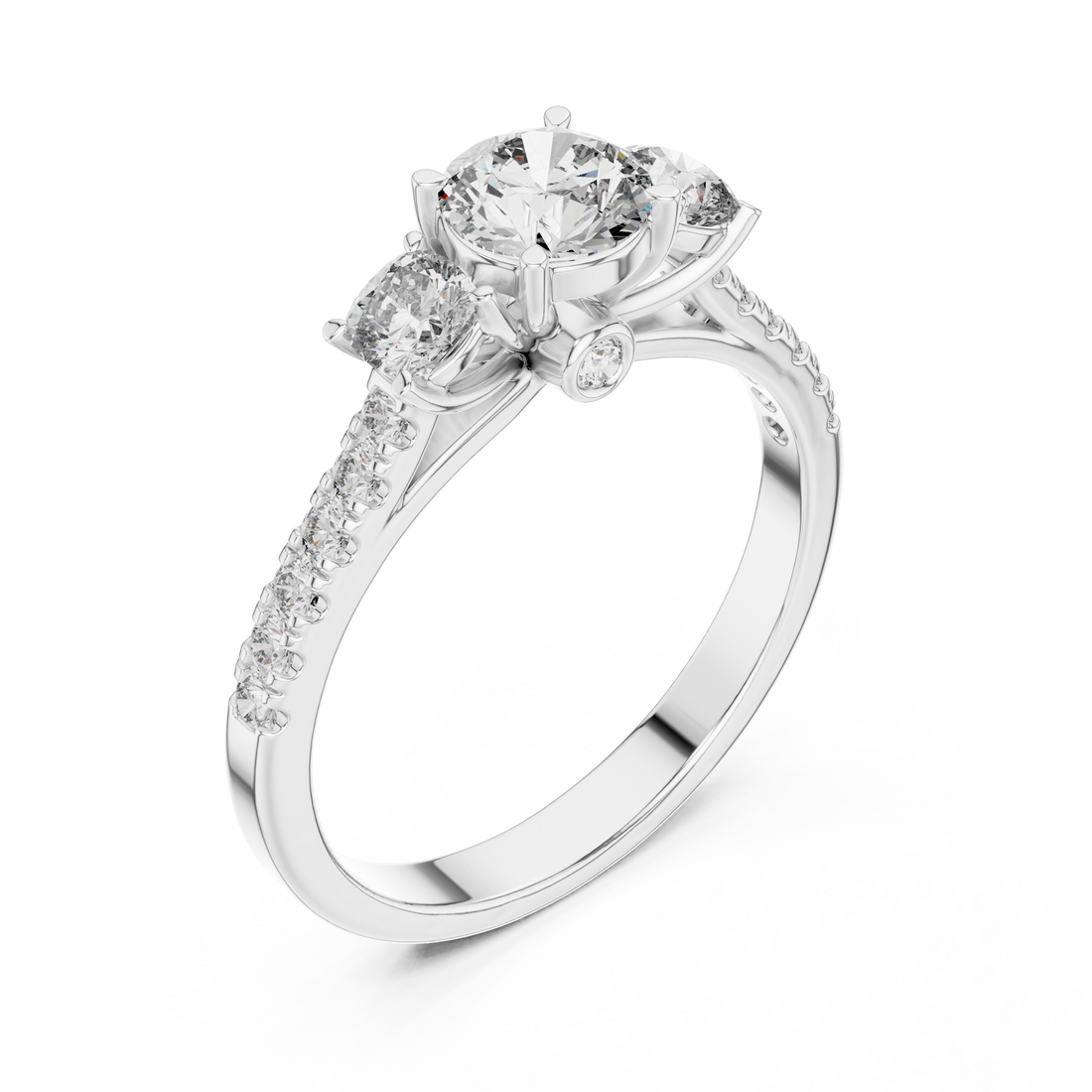Timeless Harmony 0.5-Ct Round & 0.25 Cushion Diamond Ring in 14-KT White Gold