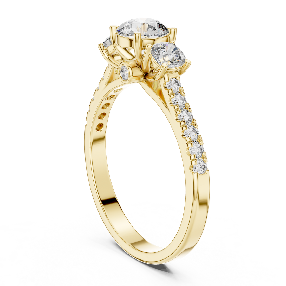 Timeless Harmony 0.5-Ct Round & 0.25 Cushion Diamond Ring in 14-KT White Gold