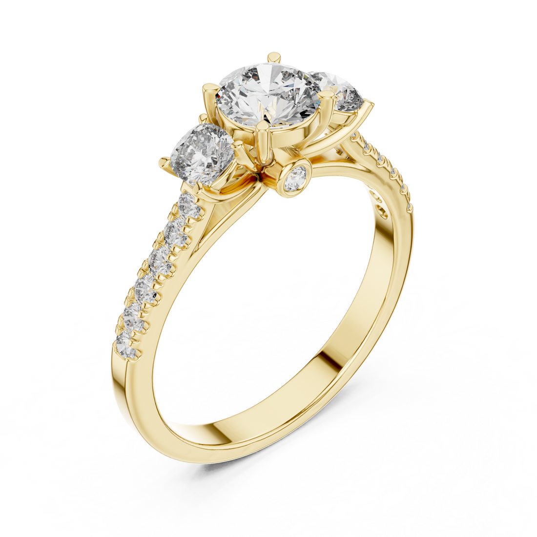 Timeless Harmony 0.5-Ct Round & 0.25 Cushion Diamond Ring in 14-KT White Gold