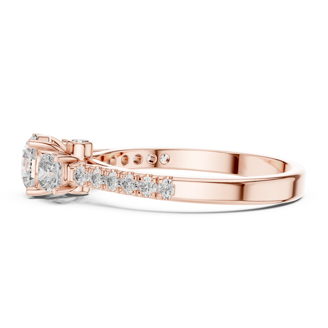 Timeless Harmony 0.5-Ct Round & 0.25 Cushion Diamond Ring in 14-KT White Gold