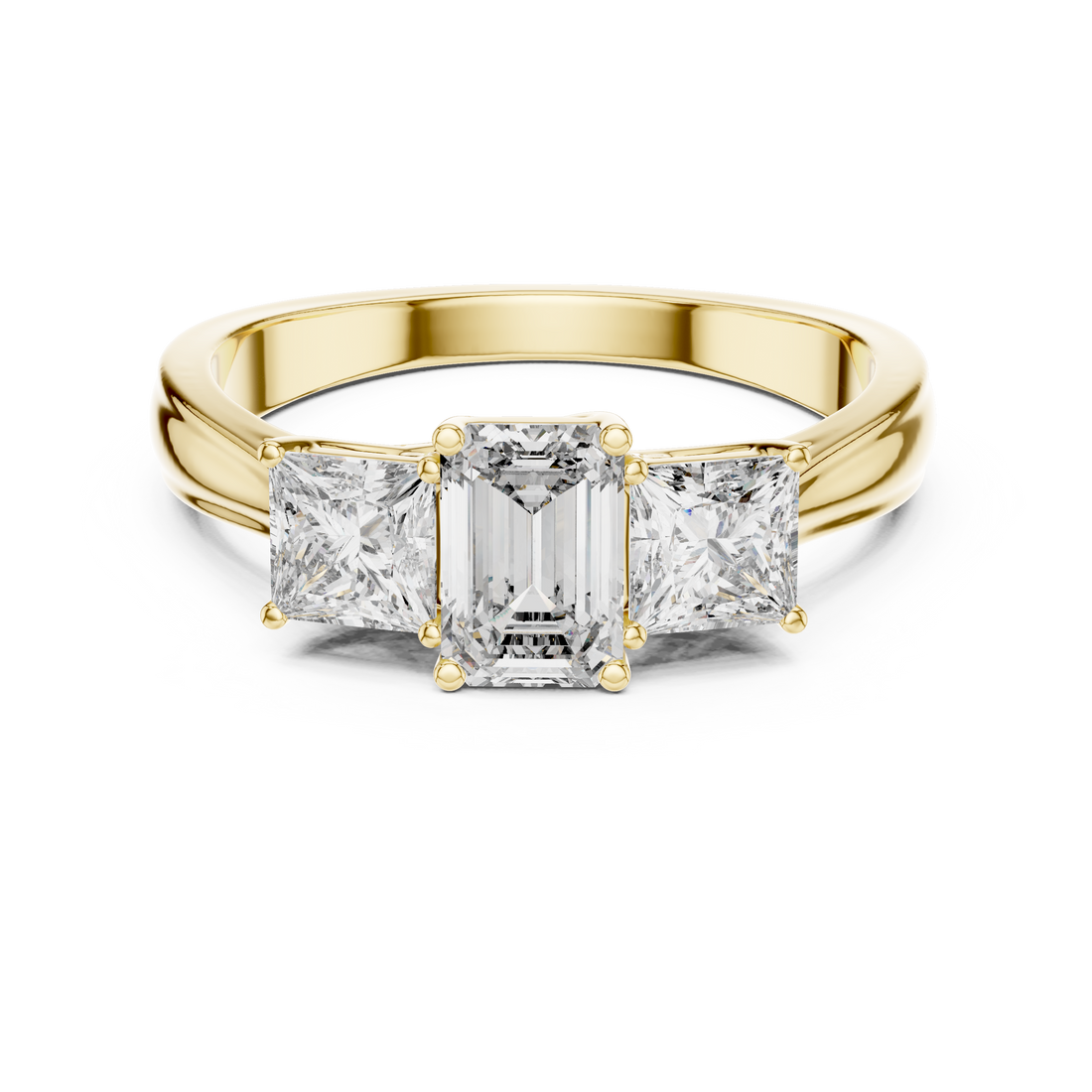 0.5-Ct Emerald-Cut Trilogy Diamond Ring in 14-KT White Gold